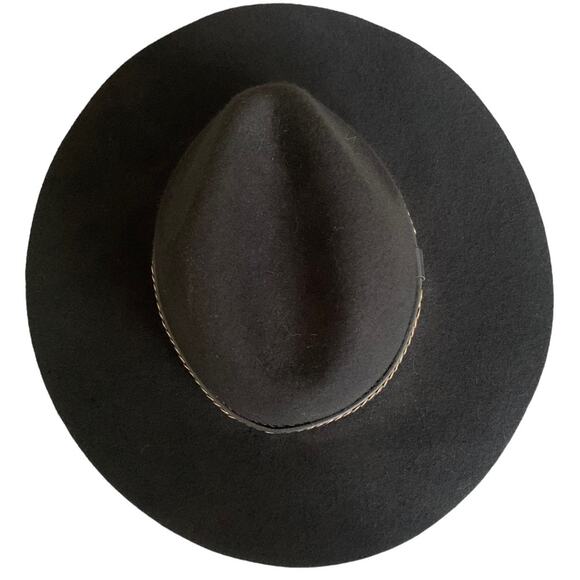 All Saints Black Studded Crown Band Wool Western Texas Hold Em Fedora O/S NWT - Picture 5 of 9